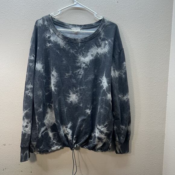 Jane & Delancey Tie-Dye Sweatshirt Black Pullover Long Sleeve Sz L Crewneck - Picture 1 of 7